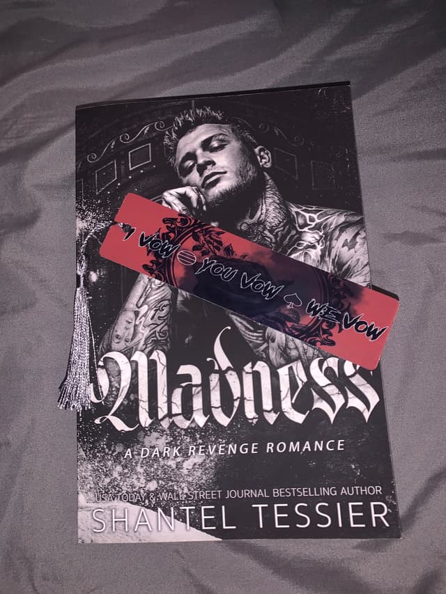 Red I vow you vow we vow tassel bookmark on Madness by Shantel Tessier